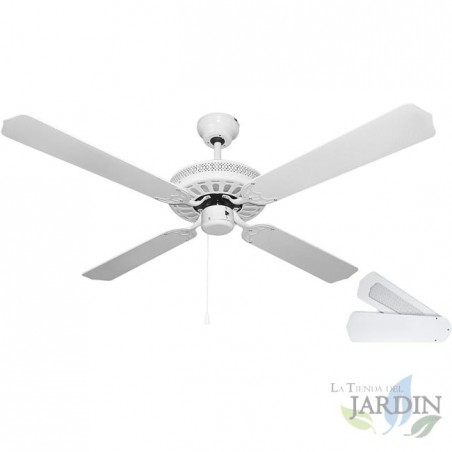 Ventilateur de plafond Orbegozo sans lumière CF07132B, 4 pales réversibles, blanc