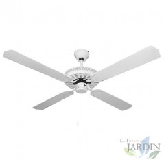 Ventilador de teto Orbegozo sem luz CF07132B 60W | Ventilador com 4 pás reversíveis, branco, com 3 velocidades