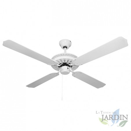 Orbegozo Ceiling Fan without Light CF07132B 60W | 4 Reversible Blade Fan, White, with 3 Speeds