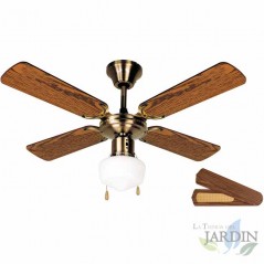 Ventilatore da soffitto con luce, potenza 50 W, diametro 105 cm, 4 pale reversibili, oro antico