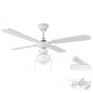 Ventilador de techo Orbegozo con luz, 4 palas reversibles, 3 velocidades, blanco