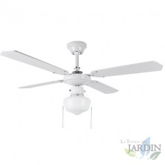 Ventilador de techo Orbegozo con luz | 4 aspas reversibles | 3 velocidades | blanco | iluminación integrada