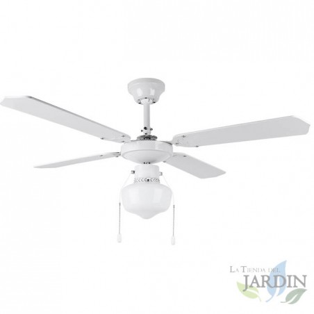 Ventilateur de plafond Orbegozo CL04105B avec lumière, 4 pales réversibles, 3 vitesses, blanc