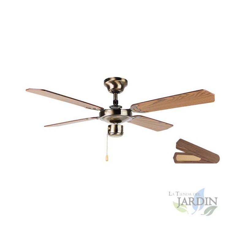 Ventilatore da soffitto, 4 pale reversibili e 3 velocità, oro antico Ventilatore da soffitto, 4 pale reversibili e 3 velocità, oro antico