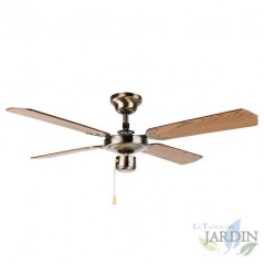 Ventilatore da soffitto Orbegozo senza luce | 4 pale reversibili | 3 velocità | finitura oro antico | motore silenzioso