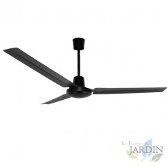 Deckenventilator mit Wandfernbedienung, 3 Metallflügel, schwarz.