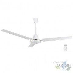  Orbegozo Deckenventilator mit Wandsteuerung, 3 Metallflügel, 5 Geschwindigkeiten, weiß.