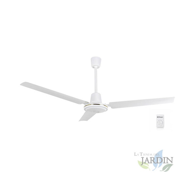 Ventilador de teto Orbegozo com controle de parede | branco | 3 pás de metal e 5 velocidades | motor silencioso Ventilador de teto Orbegozo com controle de parede | branco | 3 pás de metal e 5 velocidades | motor silencioso