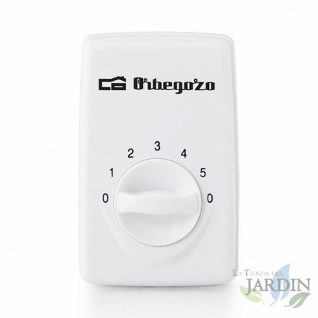 Orbegozo Deckenventilator mit Wandsteuerung, 3 Metallflügel, 5 Geschwindigkeiten, weiß.