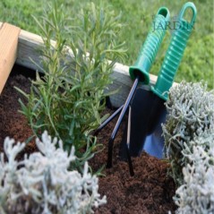 Pack herramientas pala y rastrillo jardín, ideal para mantenimiento y cultivo de jardines y huertos