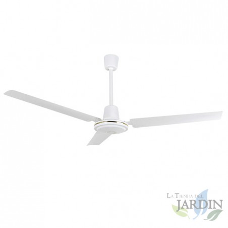 Ventilatore da soffitto Orbegozo con 5 velocità, interruttore a parete, 3 pale, diametro 120 cm, 70 W, bianco