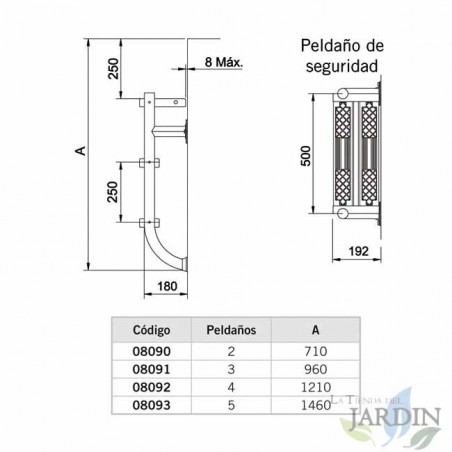 Escalera partida parte inferior para piscina 4 peldaños + Peldaño de seguridad