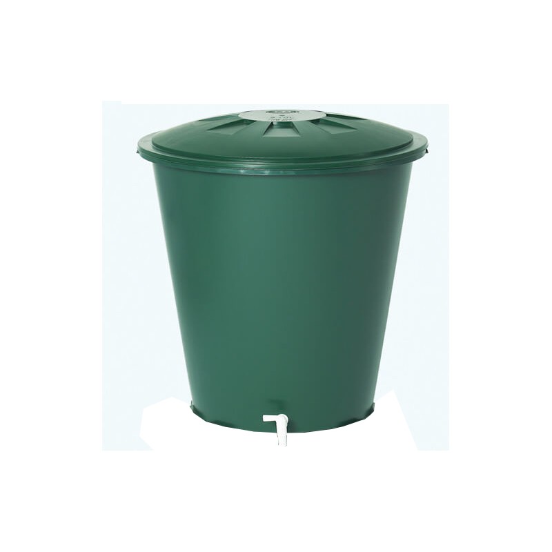 Wassertank aus Polypropylen 500 L. Regenwasserspeicher 100x110 cm mit Wasserhahn, grün Wassertank aus Polypropylen 500 L. Regenwasserspeicher 100x110 cm mit Wasserhahn, grün
