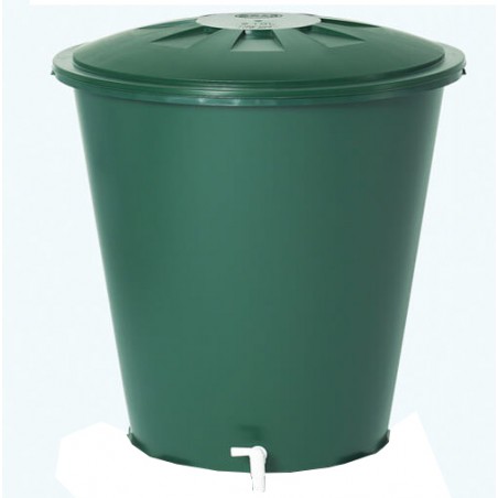 Wassertank aus Polypropylen 500 L. Regenwasserspeicher 100x110 cm mit Wasserhahn, grün