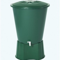 Réservoir d'eau en polypropylène 500 L. Recuperateur d Eau 100x110 cm, avec socle de support 79x33 cm, vert