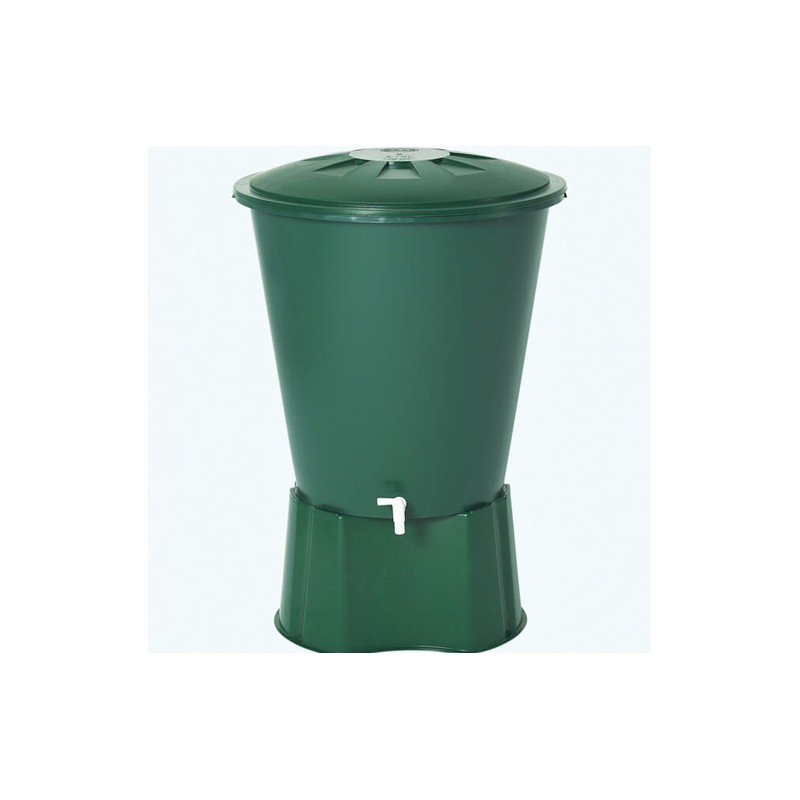 Serbatoio d'acqua in polipropilene da 500 L. Recuperatore d'acqua 100x110 cm, con base di supporto 79x33 cm, verde
