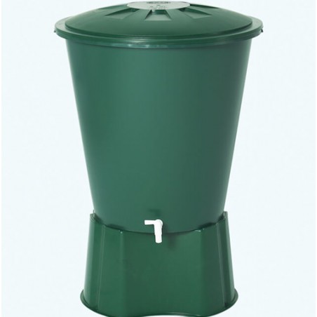 Réservoir d'eau en polypropylène 500 L. Recuperateur d Eau 100x110 cm, avec socle de support 79x33 cm, vert