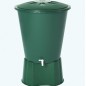 Réservoir d'eau en polypropylène 500 L. Recuperateur d Eau 100x110 cm, avec socle de support 79x33 cm, vert