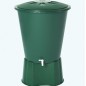 Serbatoio d'acqua in polipropilene da 500 L. Recuperatore d'acqua 100x110 cm, con base di supporto 79x33 cm, verde