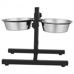 Adjustable double dog feeders