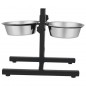 Ciotola e Abbeveratoio Doppia in Acciaio Inox con 4,5 litri x 2. Supporto Regolabile Stabile