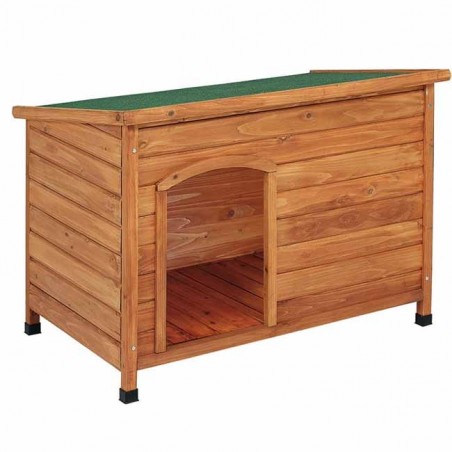 Wooden doghouse with flat roof