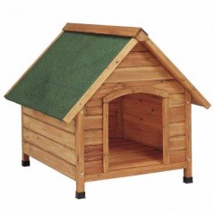 Caseta de madera para perros, modelo L: 88 x 98 x 97 cm. Techo a dos aguas
