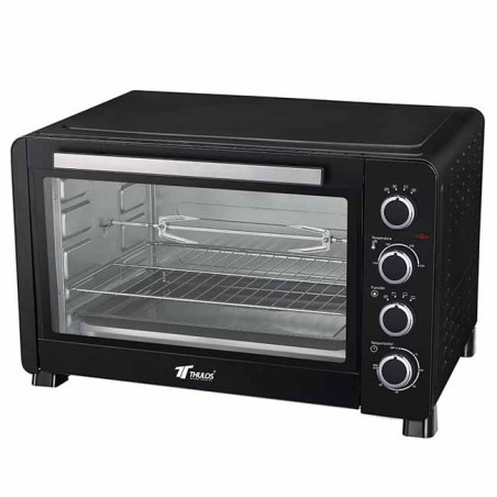 Forno elétrico Thulos 60L com convecção de 2500W, controle de temperatura até 230°C, grelha e bandeja, 64x46x40 cm