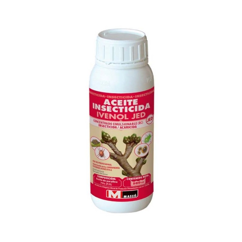 Huile insecticide Jed 500cc. À utiliser contre les cochenilles, les aleurodes, les insectes et les acariens.