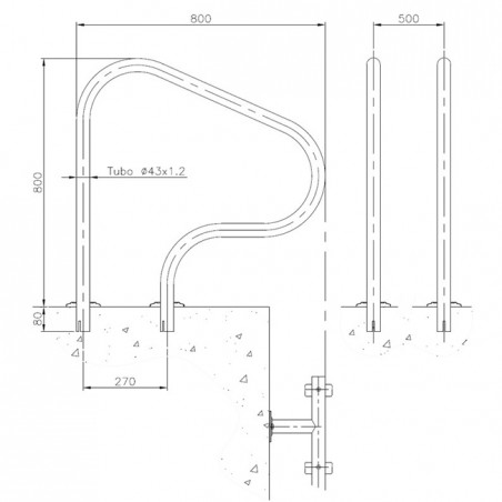 Sortie piscine modèle 800 x 800 mm - Fixation plaque