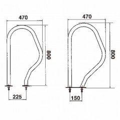 Modello di scarico per piscina 470 x 800 mm - Attacco a piastra rettangolare	