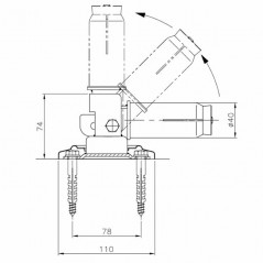 Ancora articolato con piastra (installazione a vite) per scale da piscina.