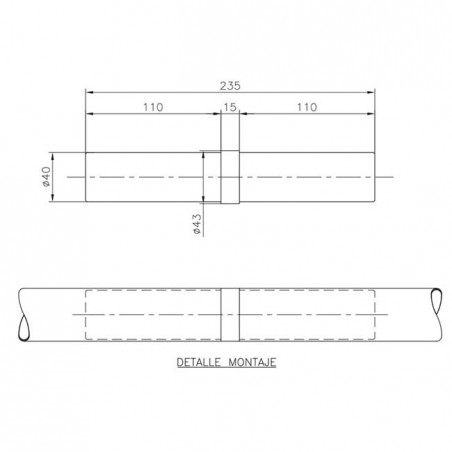 Prolunga corrimano dritta, acciaio inox, finitura lucida lucida.