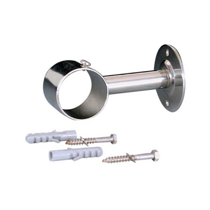 Supporto diritto con piastra in acciaio inox per corrimano Ø 43 mm. Supporto diritto con piastra in acciaio inox per corrimano Ø 43 mm.