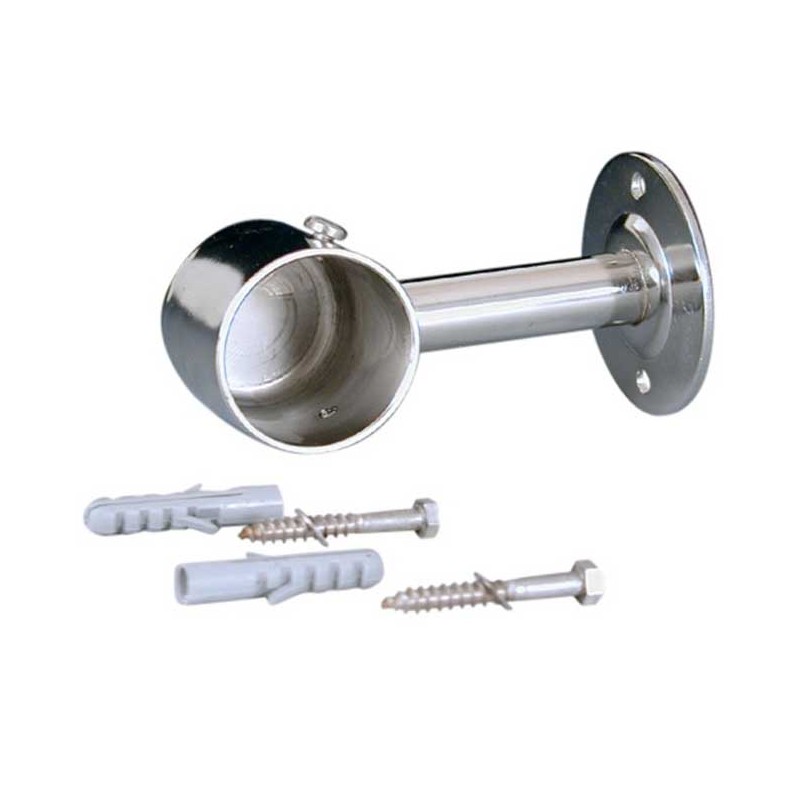 Straight bracket with capped end for Ø 43 mm handrail. Straight bracket with capped end for Ø 43 mm handrail.