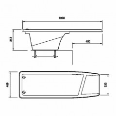 Trampoline de piscine avec gravure antidérapante, Longueur 1,20 m, Largeur 0,40 m