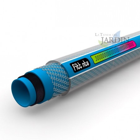 KIT Tubo per irrigazione giardino NTS jeans 15 mm 15 metri con lancia, antitorsione a 6 strati, con 6 strati