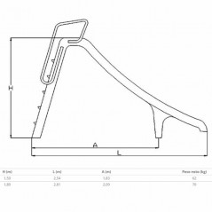 Toboggan piscine en polyester renforcé fibre de verre, hauteur 1,5 m