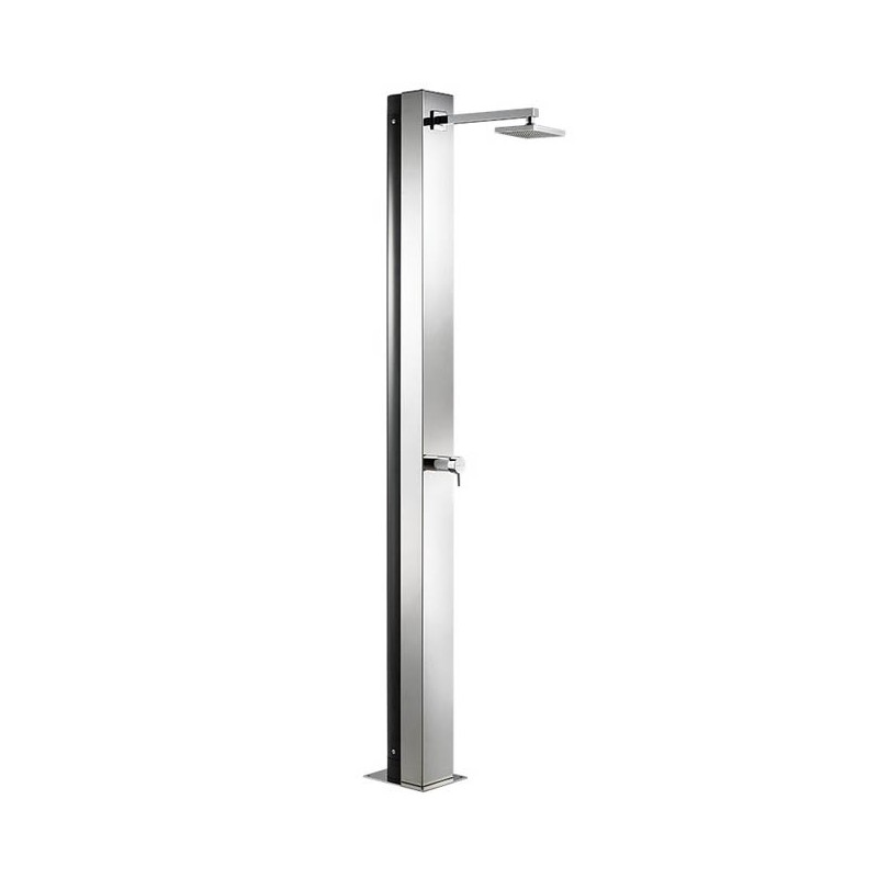 Doccia solare in acciaio inox con 1 soffione quadrato. Doccia solare in acciaio inox con 1 soffione quadrato.