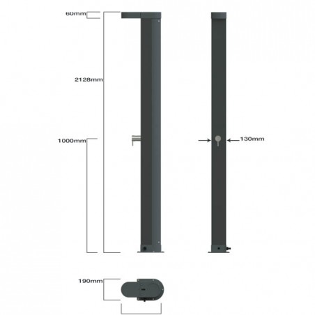 Ducha Ángel Solar Fabricada en Aluminio Gris | Ducha Solar Eficiente | Accesorios para Piscinas