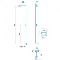 Douche Niagara pour piscines et jardins en acier inoxydable, hauteur 2 mètres