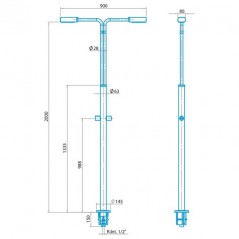  Shower with 2 shower heads and 2 knobs with independent flow opening valves.