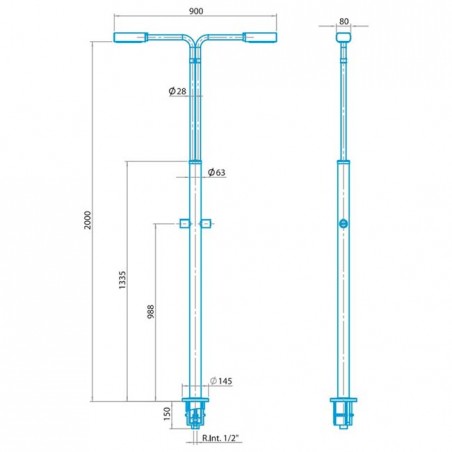 Doccia con 2 soffioni e 2 manopole con valvole di apertura del flusso indipendenti.