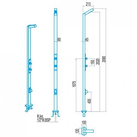 Timed shower with 1 shower head and foot washer