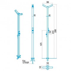  Shower with 2 shower heads and timed buttons in stainless steel