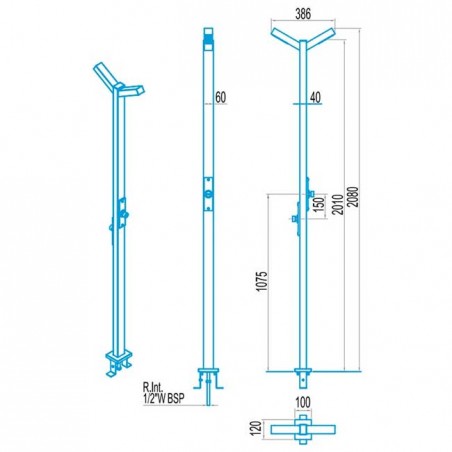 Doccia con 2 soffioni e pulsanti temporizzati in acciaio inox