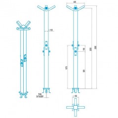  Shower equipped with 4 shower heads and 4 independent timed buttons.