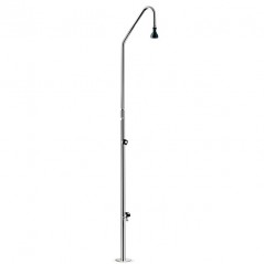 Pool shower with 1 sprinkler and foot bath tap in stainless steel