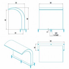  Water curtain type waterfall for swimming pools, width 500 mm, AISI-304