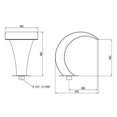  Water cascade for residential pool, width 350 mm, AISI-316.